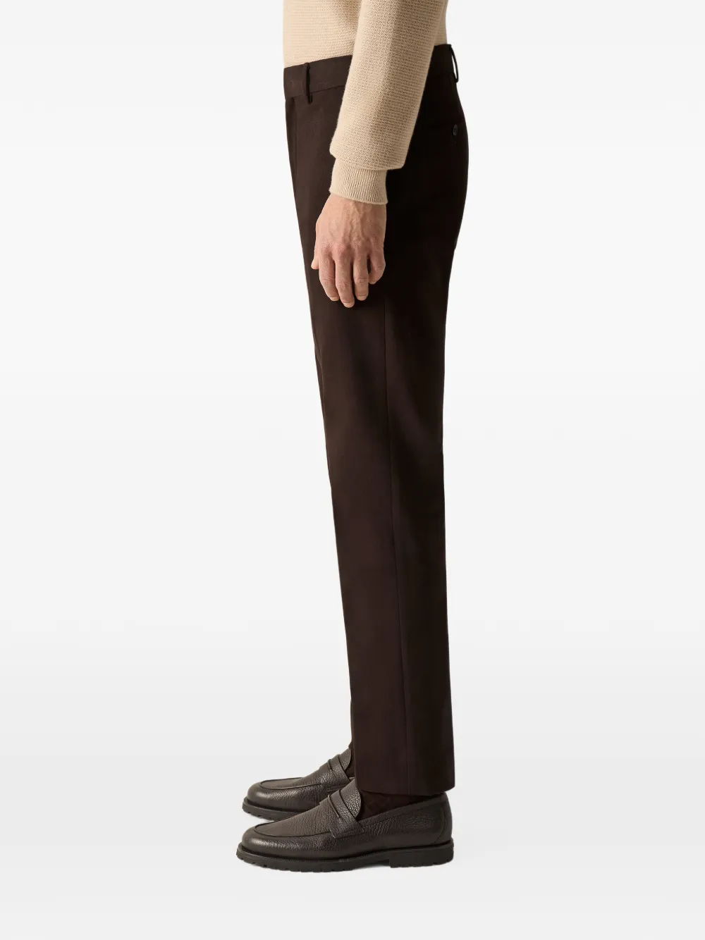 Zegna Donkerbruine katoenen- en kasjmier broek