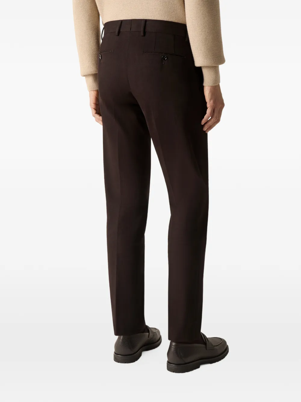 Zegna Donkerbruine katoenen- en kasjmier broek
