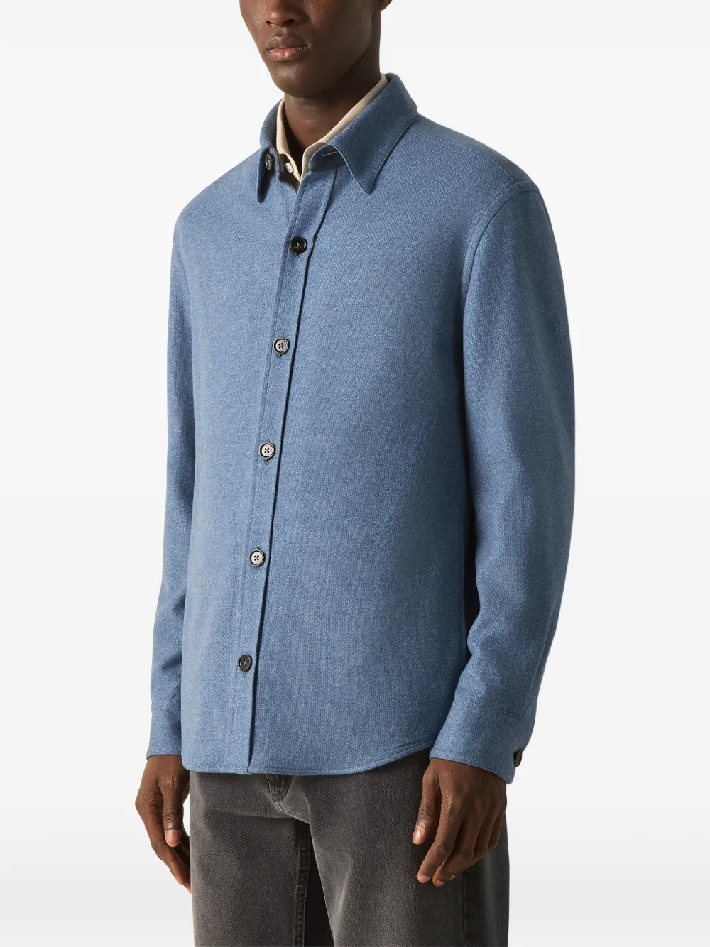Zegna Lichtblauwe Oasi kasjmier shirtjack