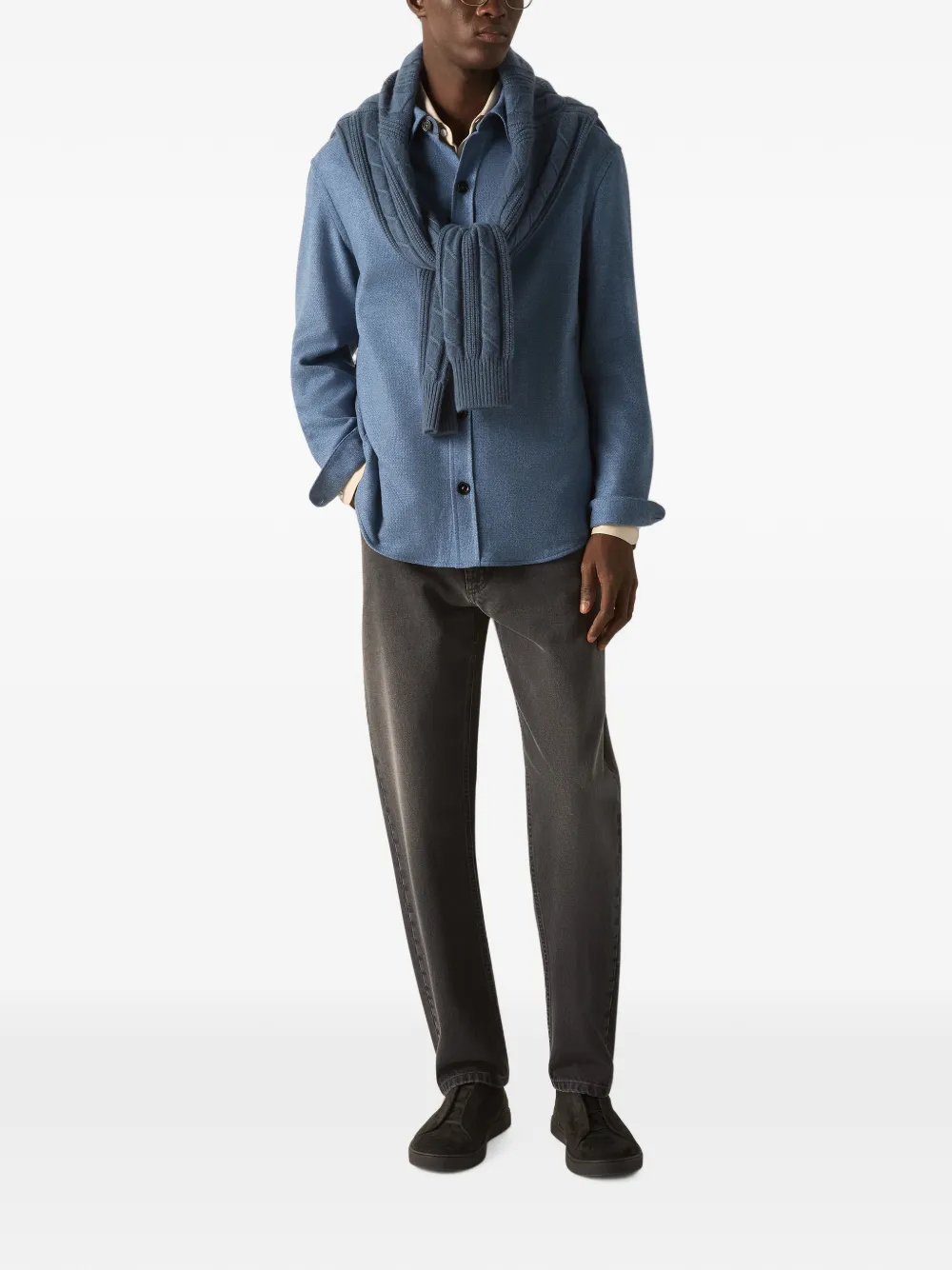 Zegna Lichtblauwe Oasi kasjmier shirtjack