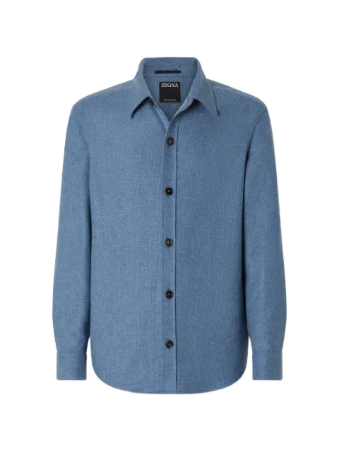 Zegna light blue multimélange Oasi cashmere overshirt