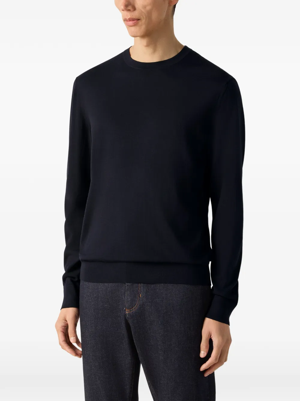 Zegna Trofeo 15 milmil 15 wollen trui met ronde hals Blauw