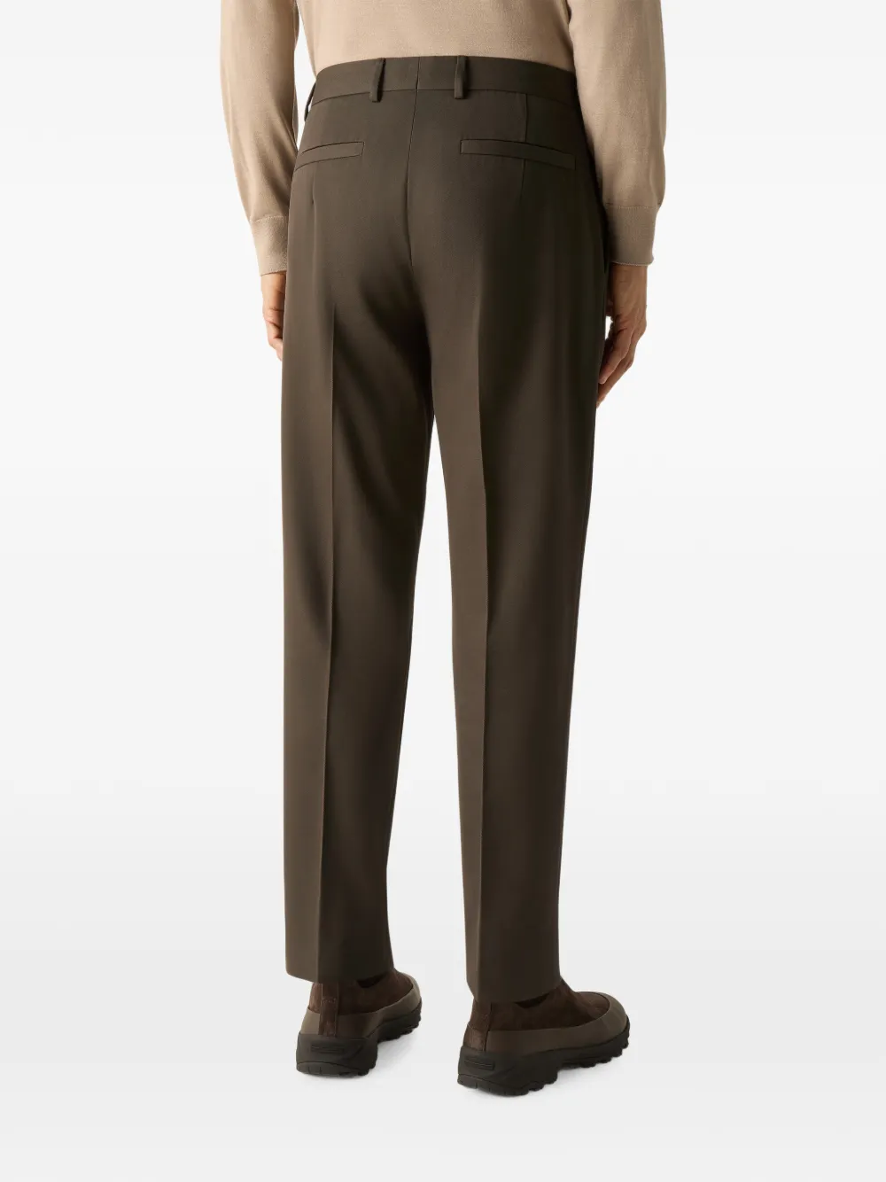 Zegna Donkergroene katoenen en wollen broek