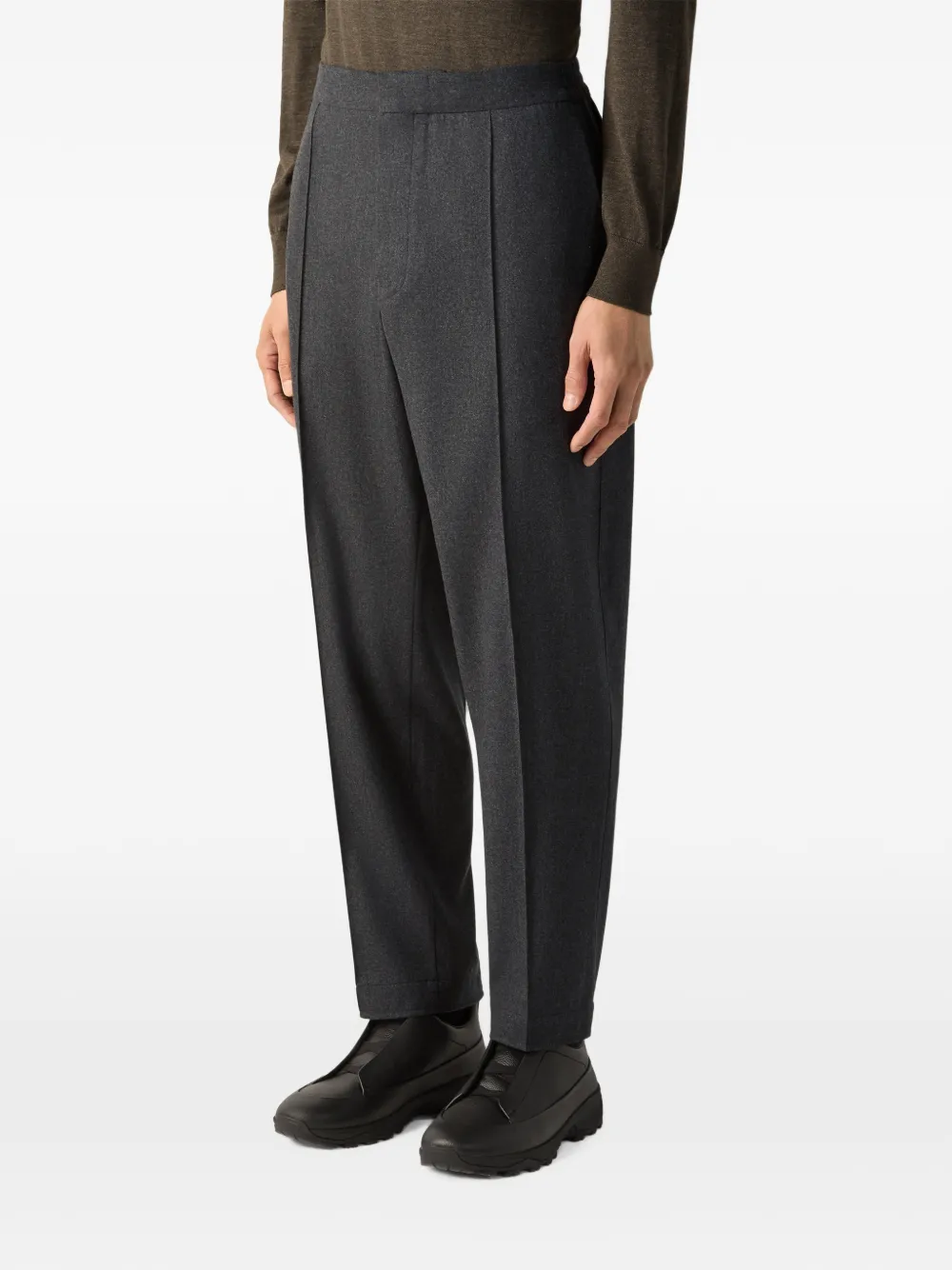 Zegna Donkergrijze wollen zijden en kasjmier pantalon Grijs