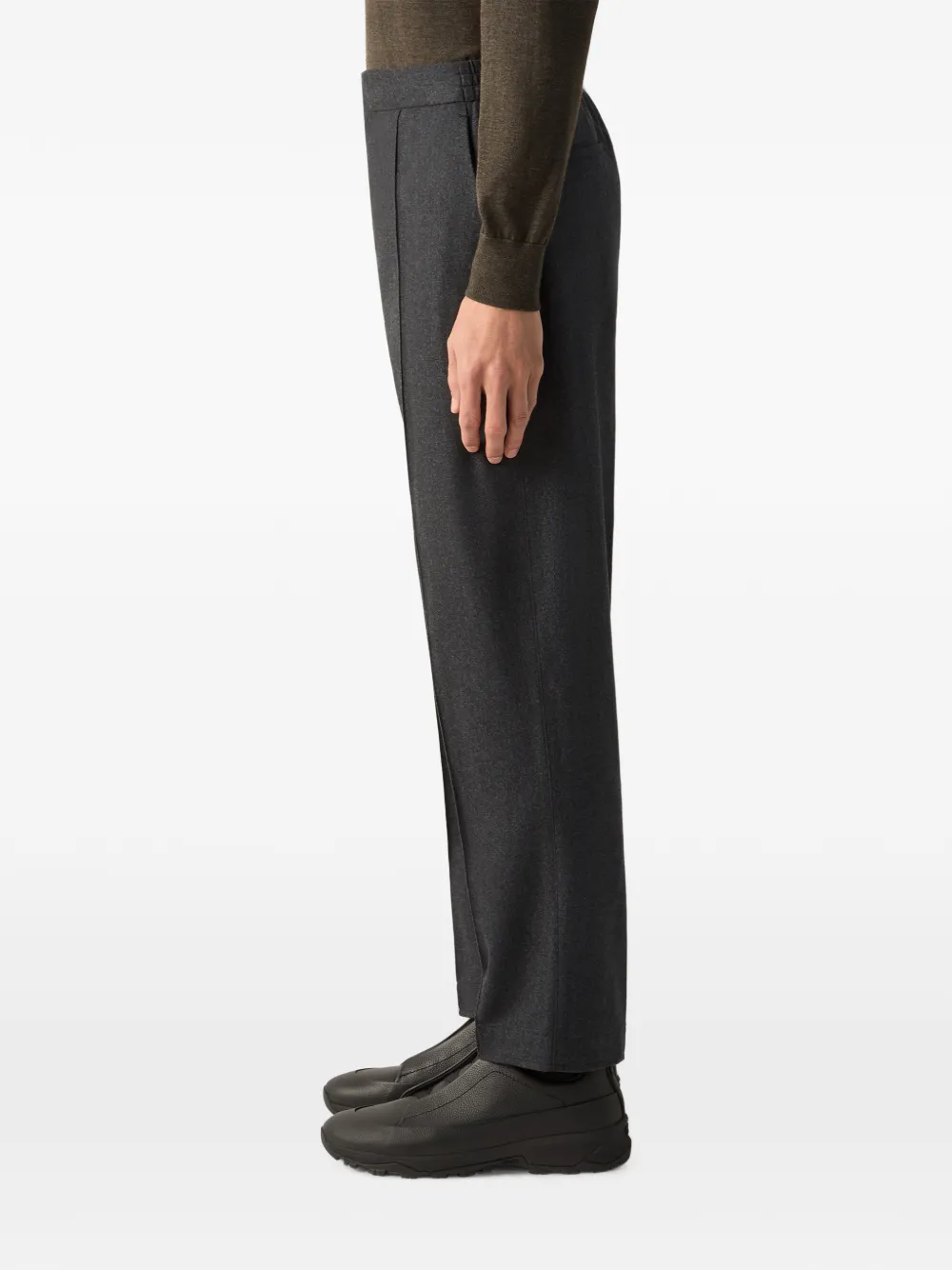 Zegna Donkergrijze wollen zijden en kasjmier pantalon Grijs