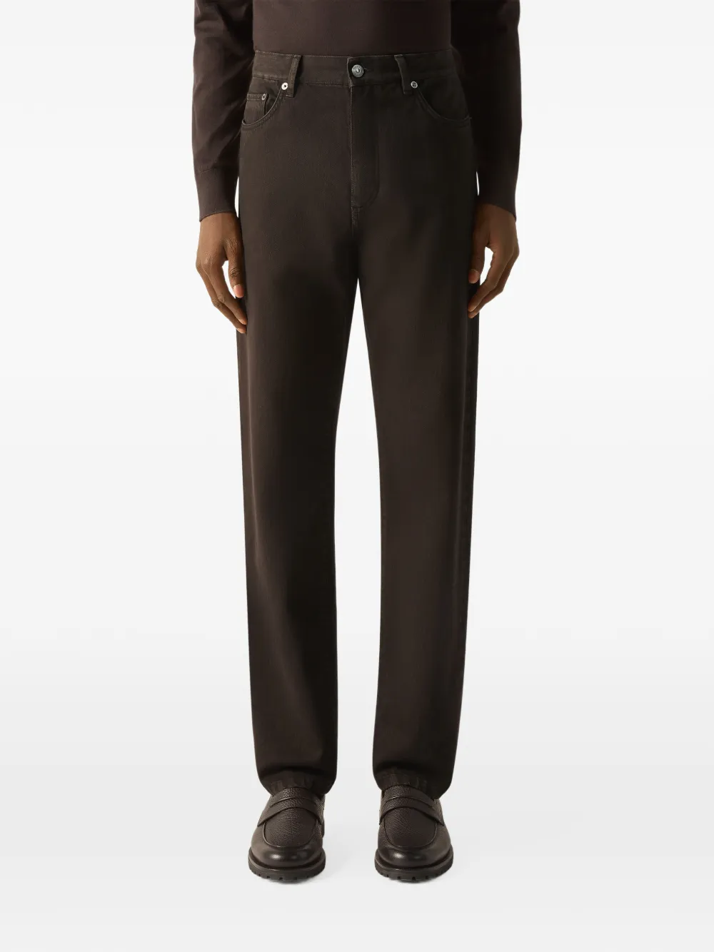Zegna Roccia donkerbruine katoenen broek
