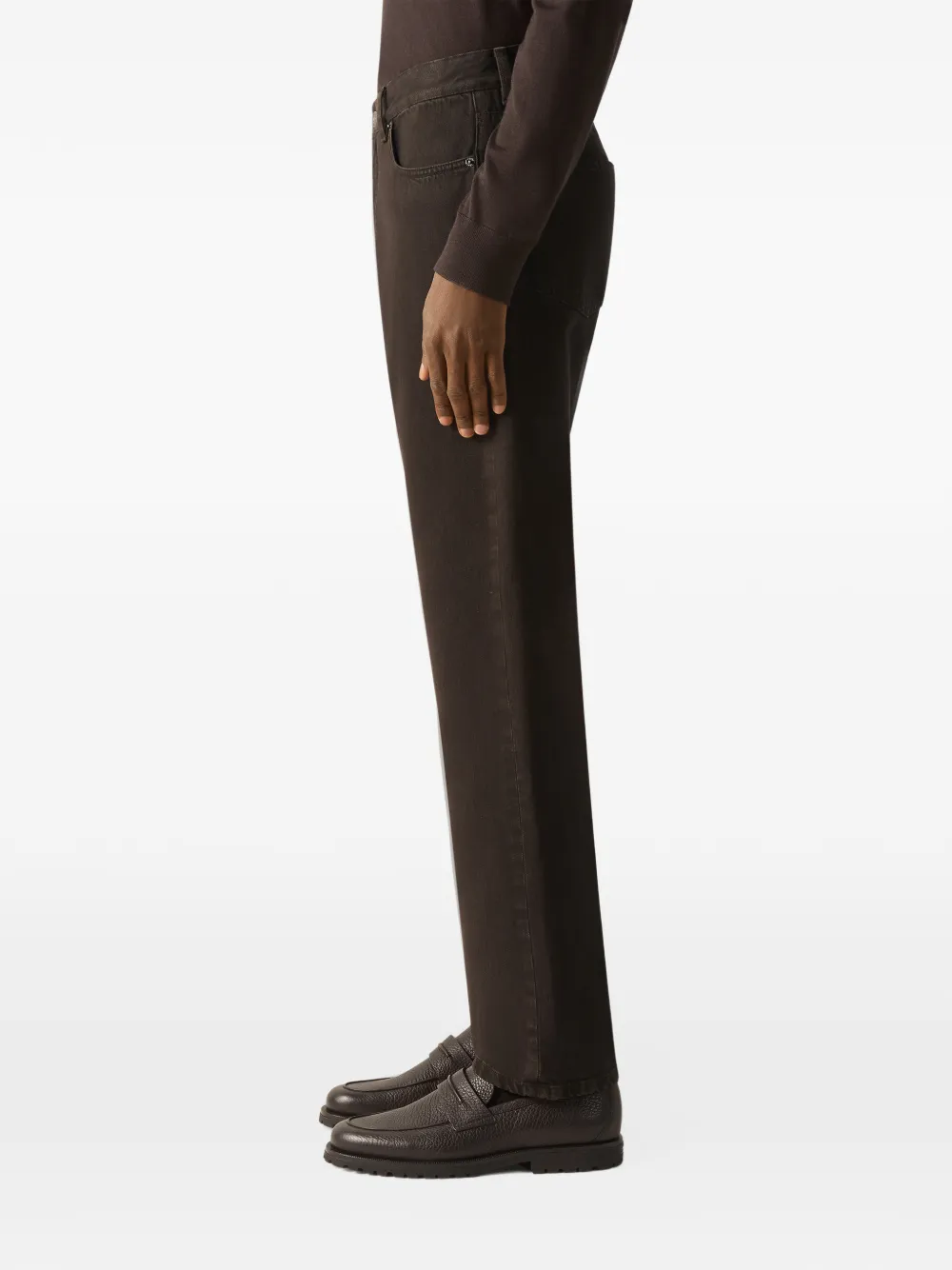 Zegna Roccia donkerbruine katoenen broek