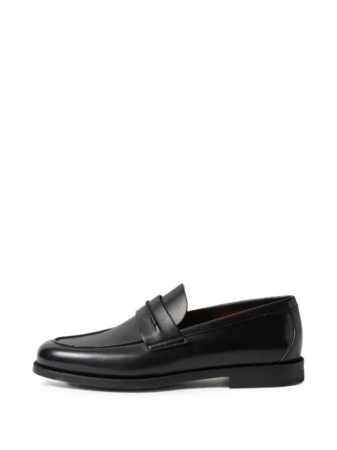 Zegna black leather mocassin corso loafer