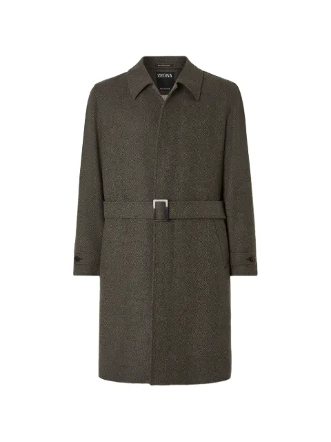 Zegna dark olive green and dark grey Oasi Cashmere trench coat