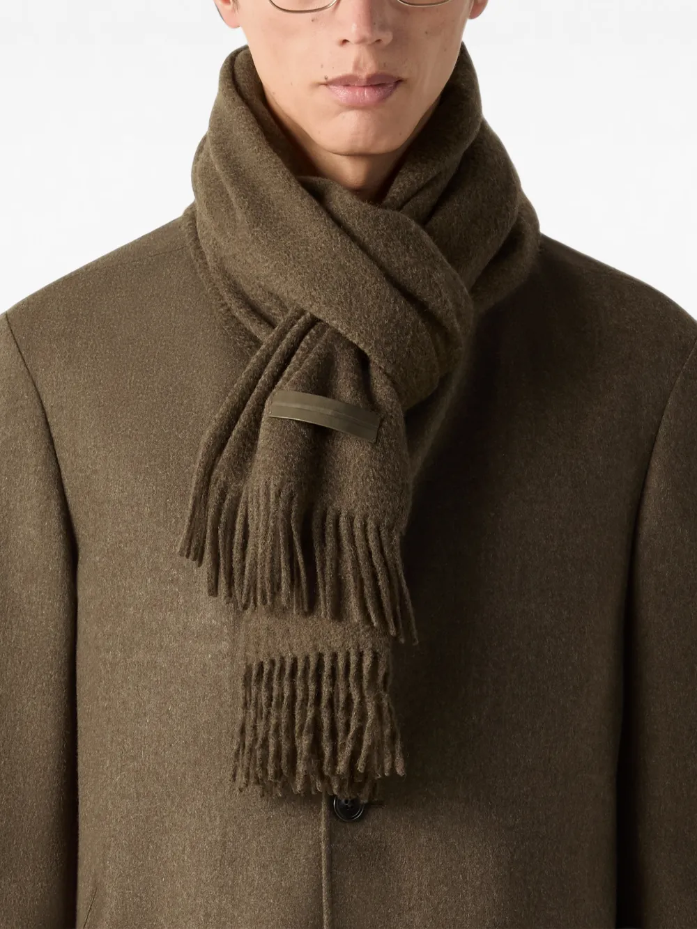 Zegna Kasjmier sjaal met franje Groen