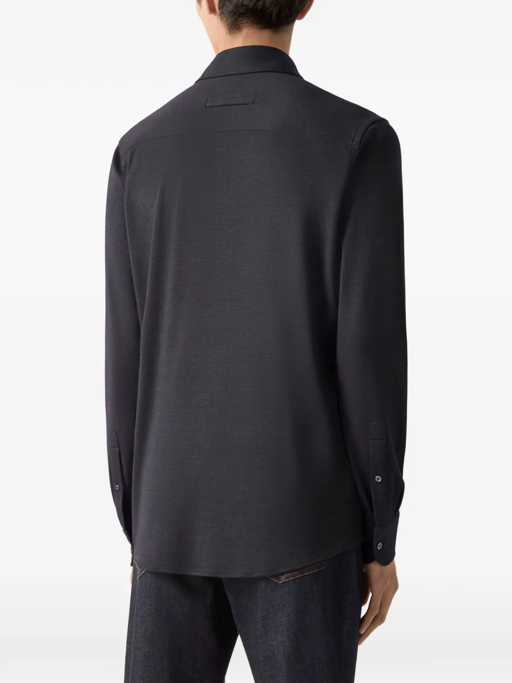 Zegna Marineblauw kasjmier en zijden overhemd