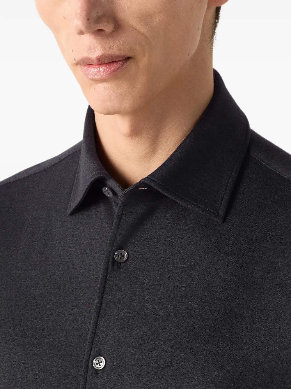 Zegna Marineblauw kasjmier en zijden overhemd