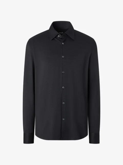 Zegna navy blue cashmere and silk shirt