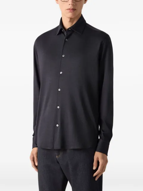 Zegna chemise en cachemire mélangé bleu marine
