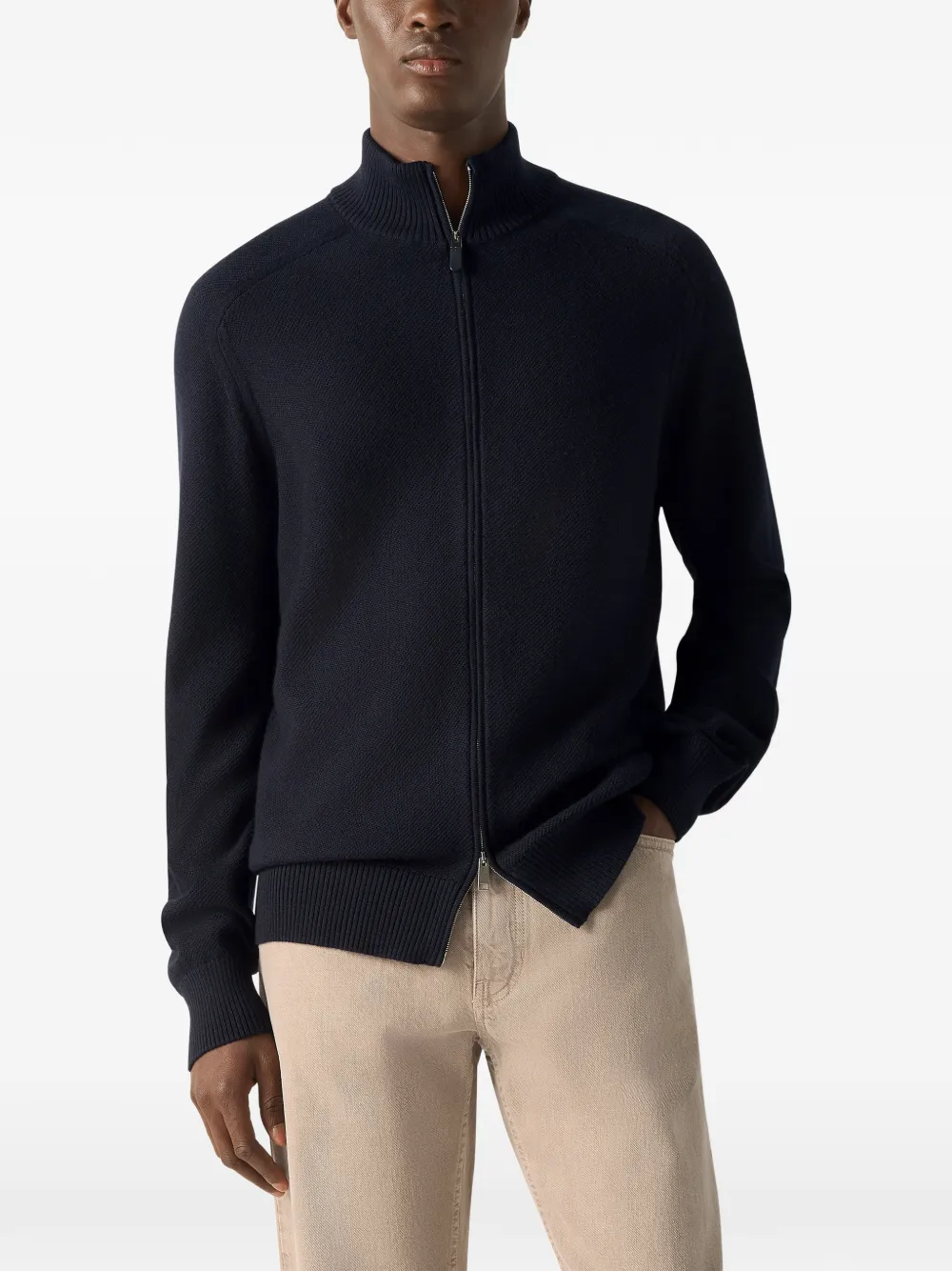 Zegna Cashsetta vest met rits Blauw