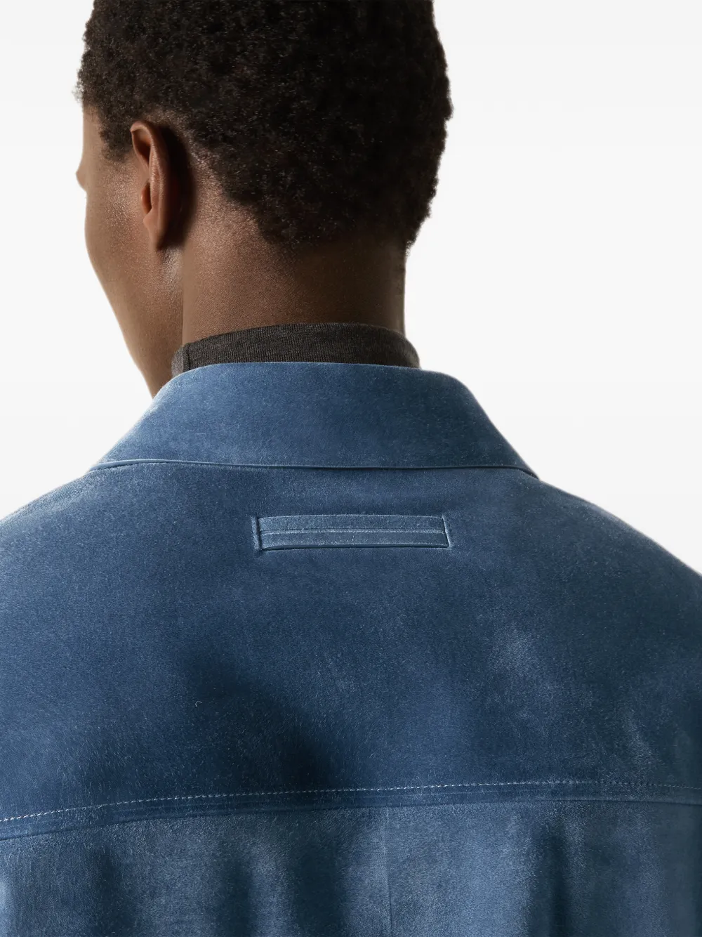 Zegna Lichtblauw suède jack