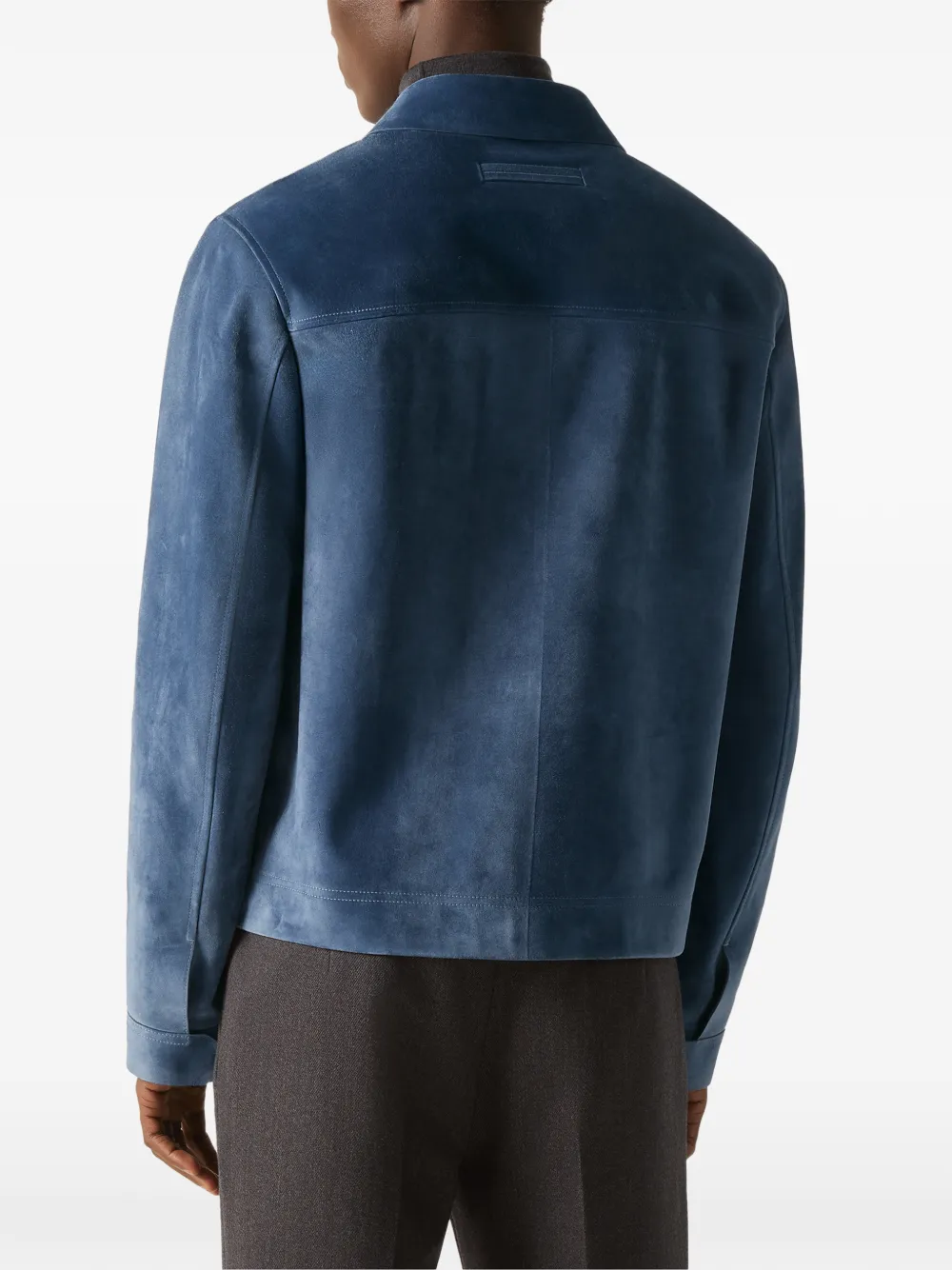 Zegna Lichtblauw suède jack