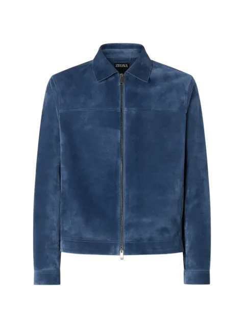 Zegna light blue suede blouson