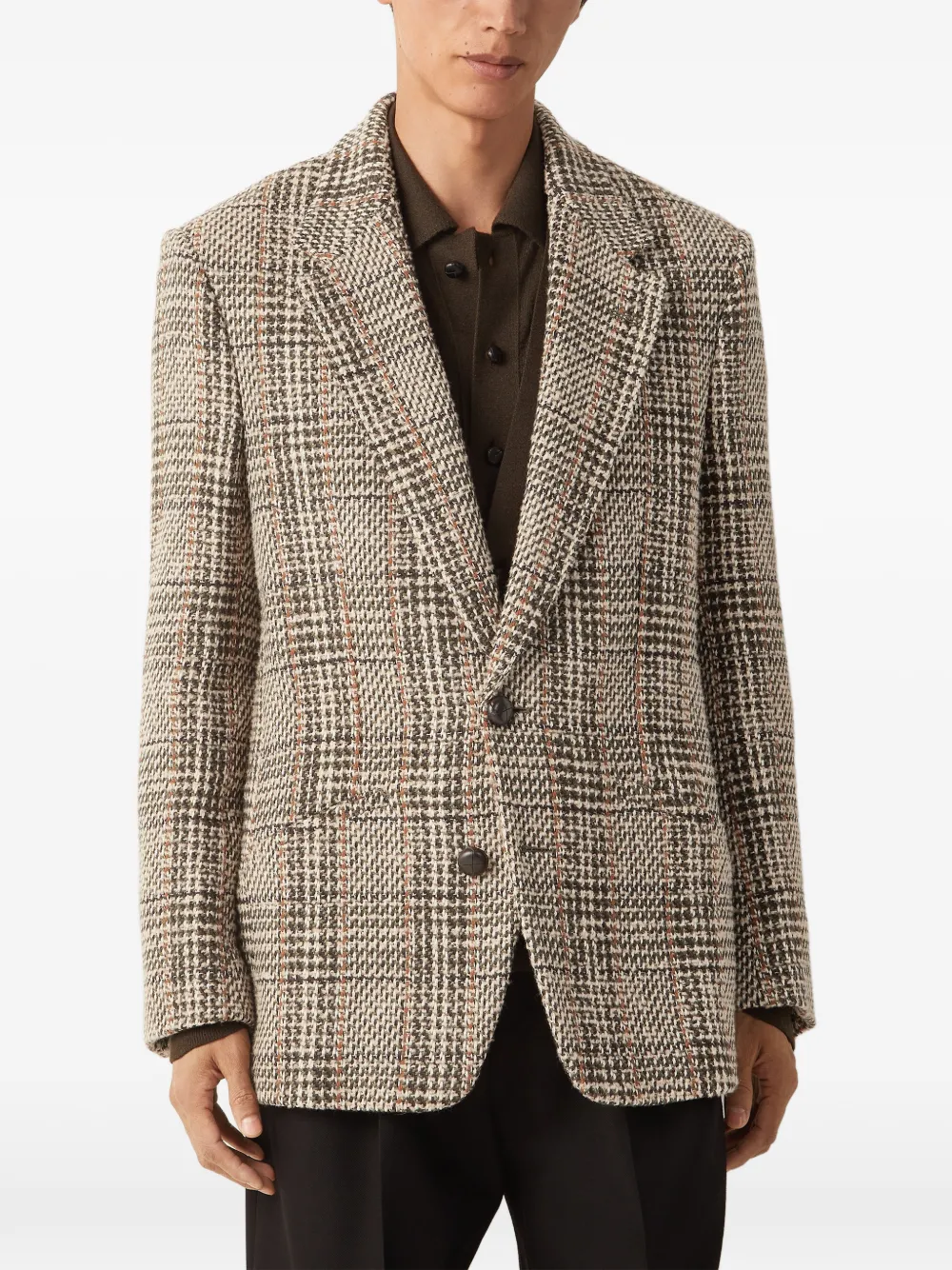 Zegna geruite wollen blazer Beige