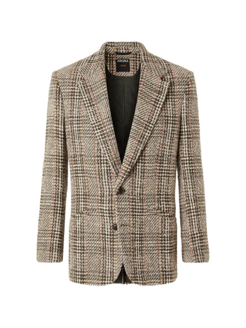 Zegna check wool-blend blazer