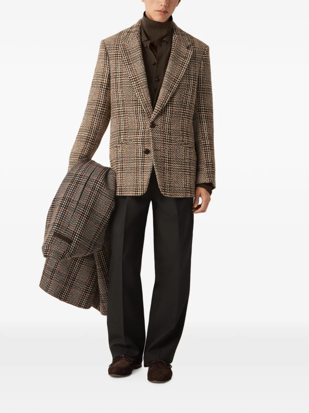 Zegna geruite wollen blazer Beige