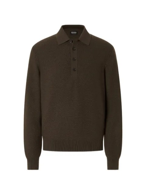 Zegna polo Oasi en cachemire vert olive