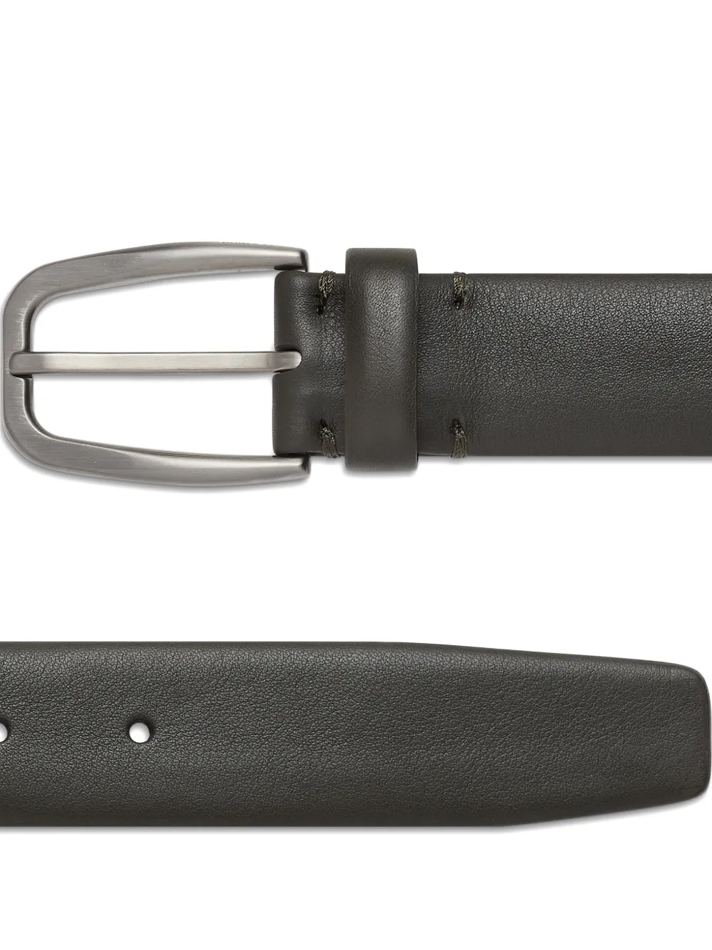 Zegna Donkergroene leren riem Grijs