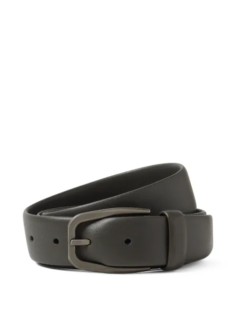 Zegna dark olive green leather belt