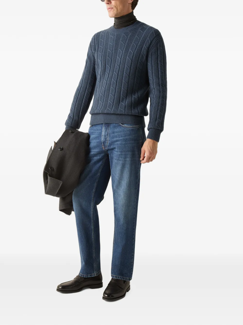 Zegna Oasi kasjmier trui met ronde hals Blauw