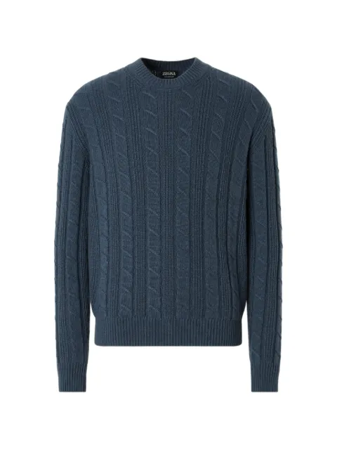 Zegna light blue mélange Oasi Cashmere crewneck sweater