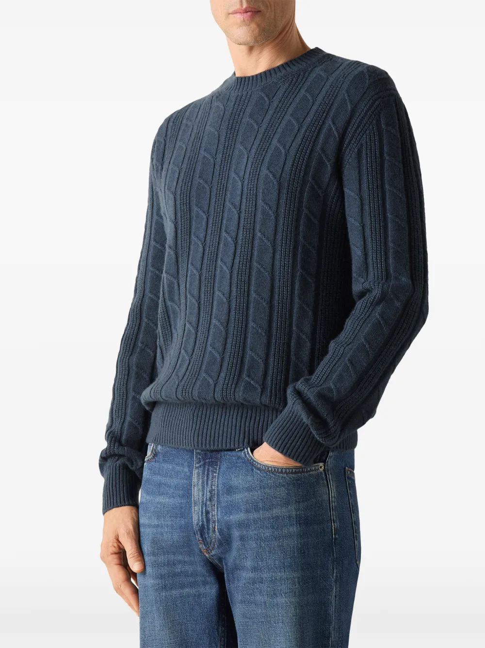 Zegna Oasi kasjmier trui met ronde hals Blauw