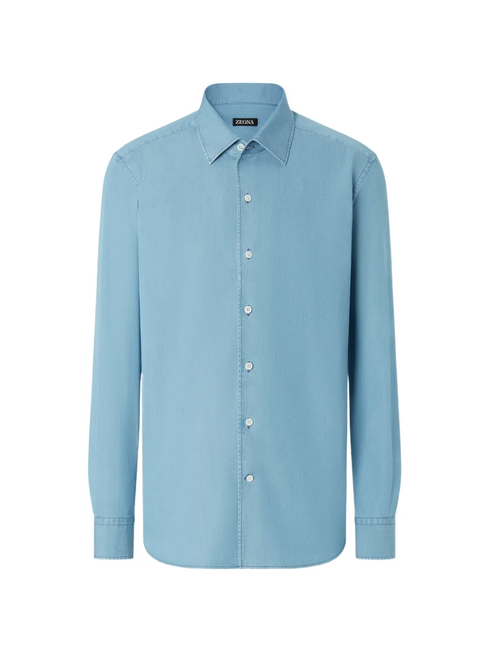 Zegna Camicia denim blu chiaro in cotone