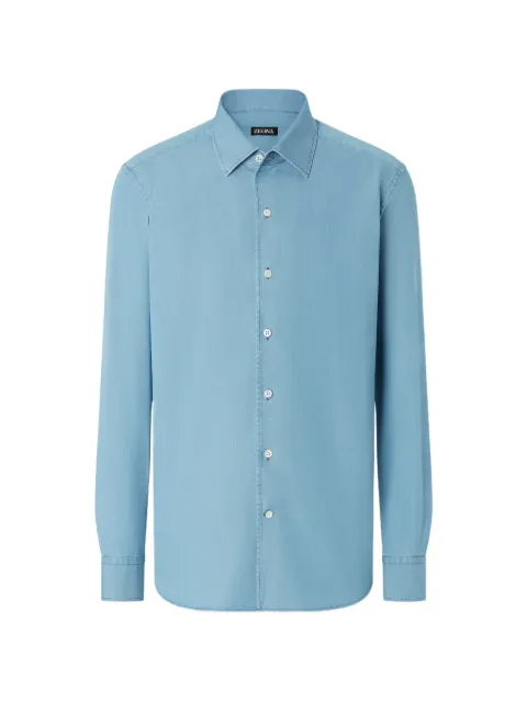 Zegna light blue cotton-denim shirt