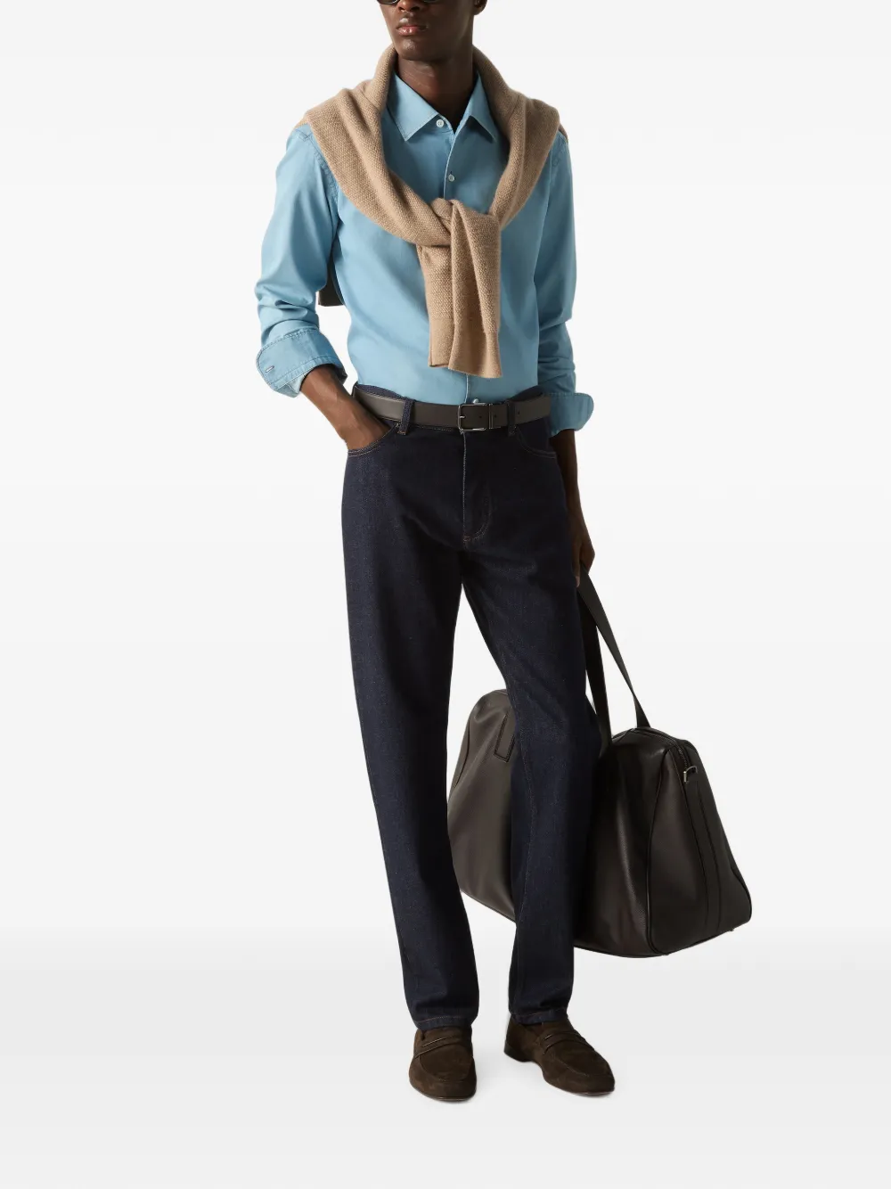 Zegna Katoenen denim overhemd Blauw