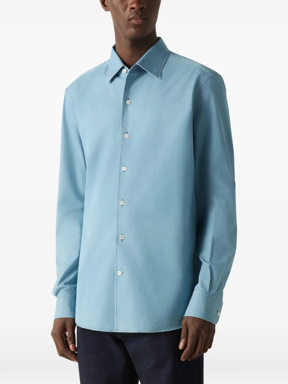 Zegna Katoenen denim overhemd Blauw