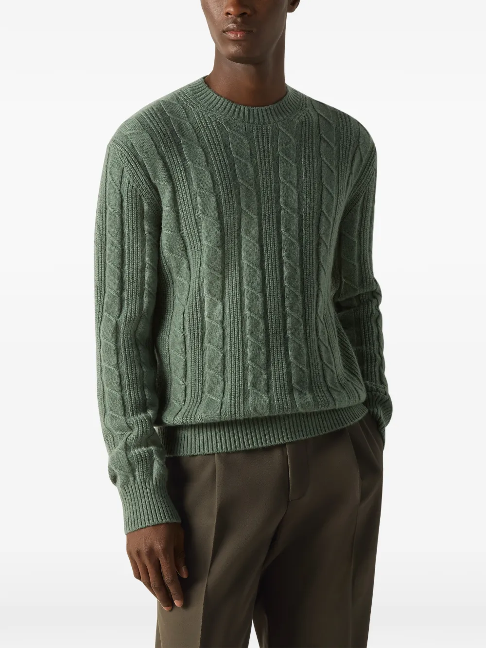 Zegna Oasi kasjmier trui met ronde hals Groen