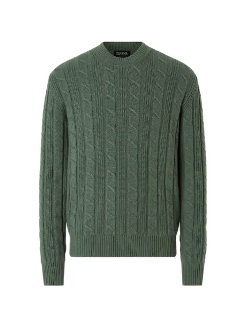 Zegna light-green mélange Oasi Cashmere crewneck sweater
