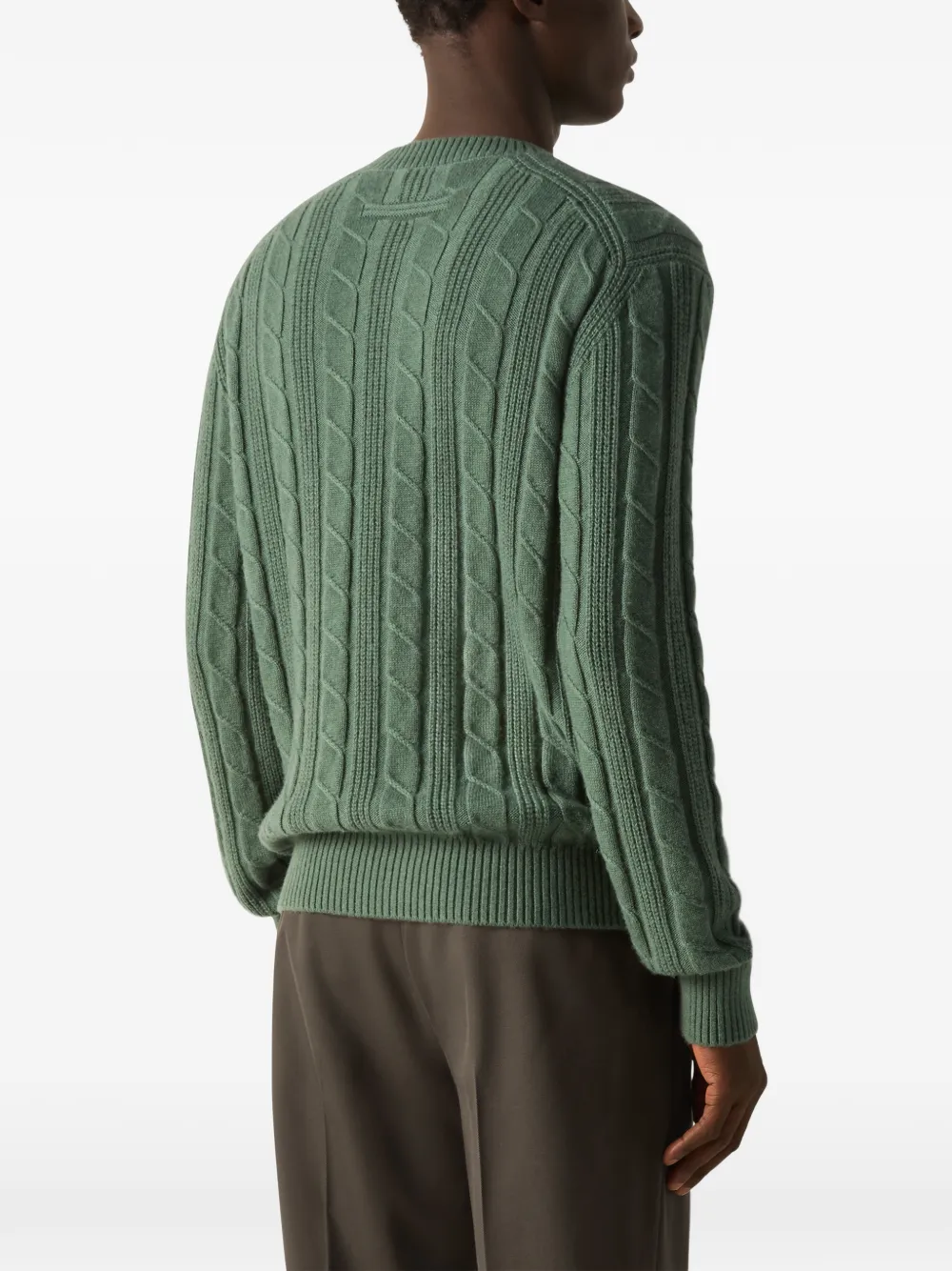 Zegna Oasi kasjmier trui met ronde hals Groen