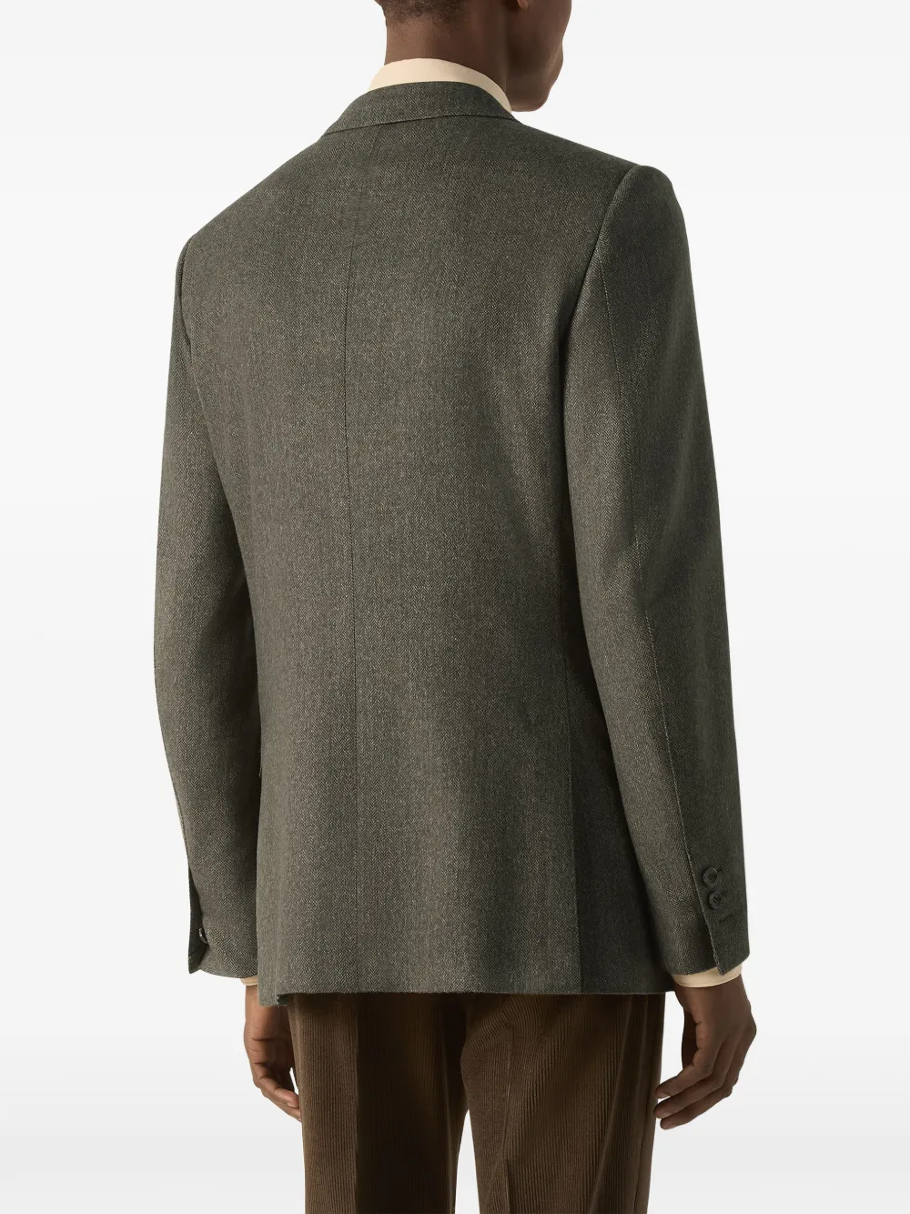 Zegna Donker olijfgroen en licht taupe kasjmier jack