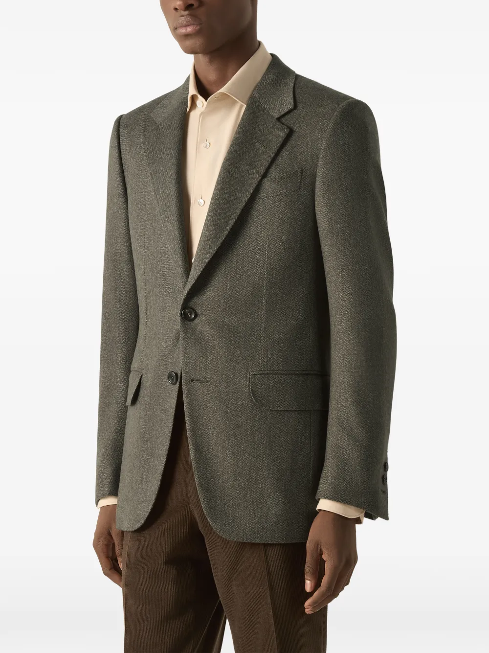 Zegna Donker olijfgroen en licht taupe kasjmier jack