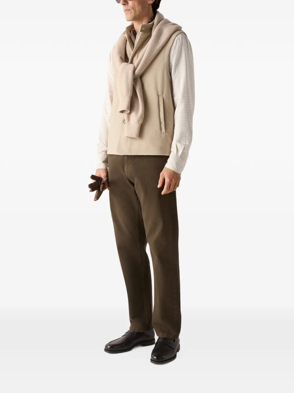 Zegna light-taupe Royal Cord vest Beige
