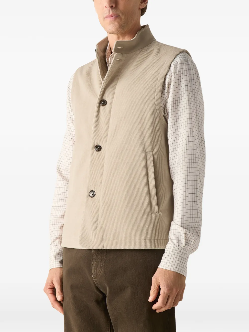 Zegna light-taupe Royal Cord vest Beige