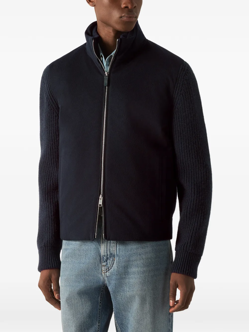 Zegna Oasi kasjmier vest met rits Blauw