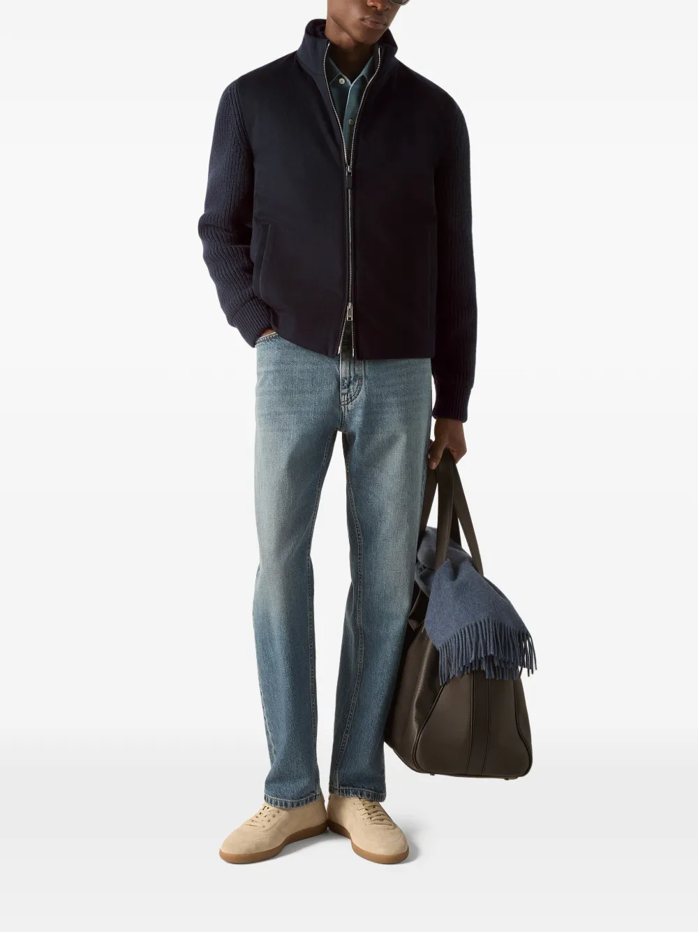 Zegna Oasi kasjmier vest met rits Blauw