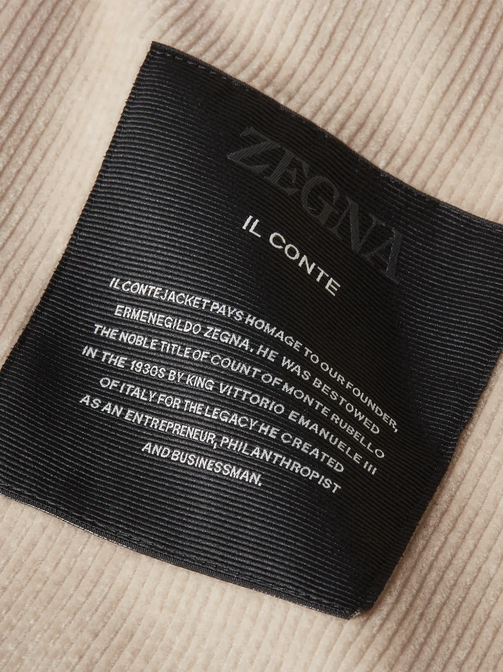Zegna light-taupe Royal Cord Il Conte jacket Beige