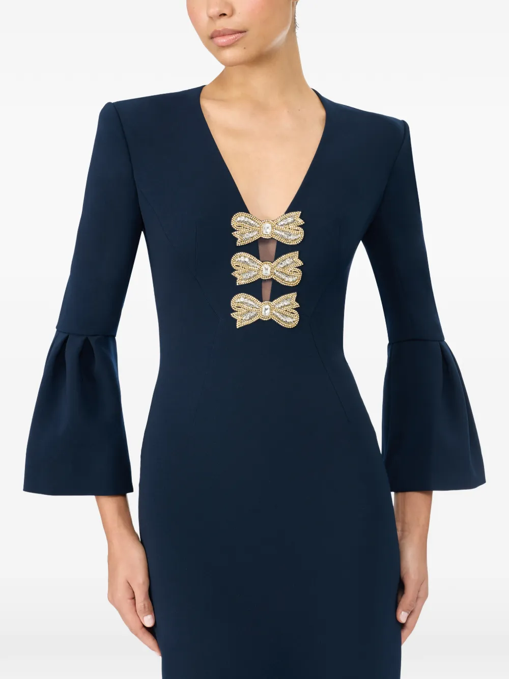 Jenny Packham Debut jurk verfraaid met strik en klokmouwen Blauw