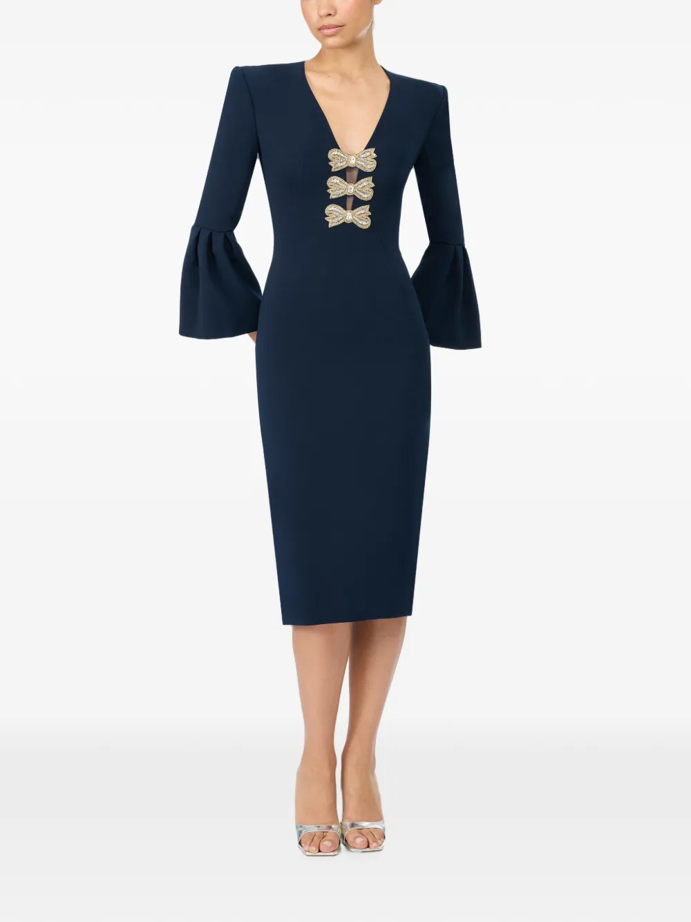 Jenny Packham Debut jurk verfraaid met strik en klokmouwen Blauw