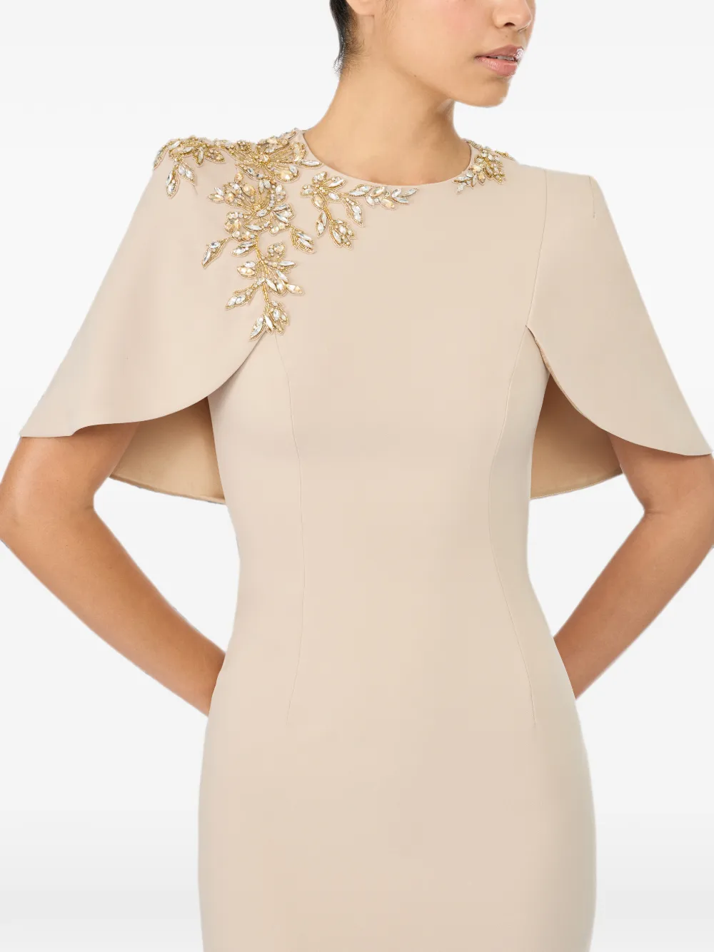 Jenny Packham Juniper jurk verfraaid met kristallen en capemouwen Beige