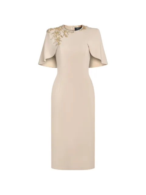 Jenny Packham Juniper crystal-embellished cape-sleeve dress