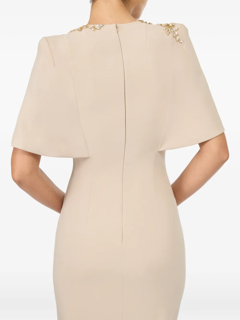 Jenny Packham Juniper jurk verfraaid met kristallen en capemouwen Beige